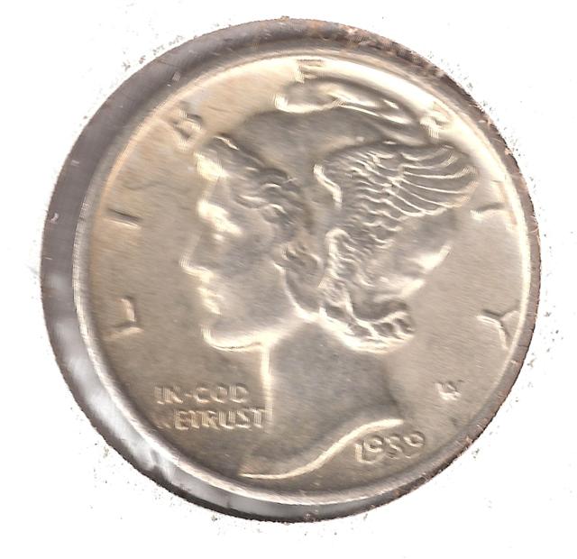 1939-D Mercury Dime Obverse